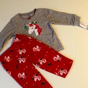 Girls unicorn Christmas pajamas